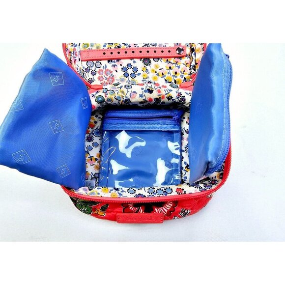 Vera Bradley Salmon Floral Zip Logo 3 compartment Iconic Jewelry Quilted Bag - Picture 9 of 10